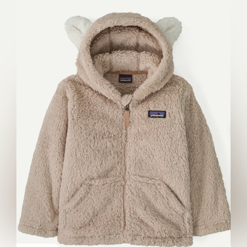 Patagonia Baby Furry Friends Fleece Hoody in Shroom Taupe 6-12 months